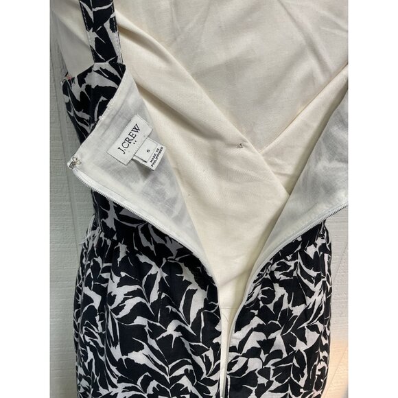 J.Crew Black & White Linen Blend Sundress With V-Neckline & Ruffle Hem - Picture 5 of 6